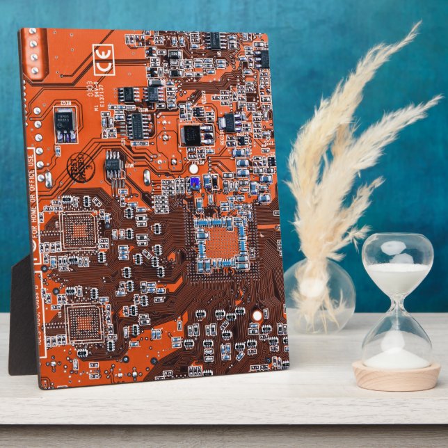 Orange PCB Circuit Board Design for IT Pros Plaque (Side)