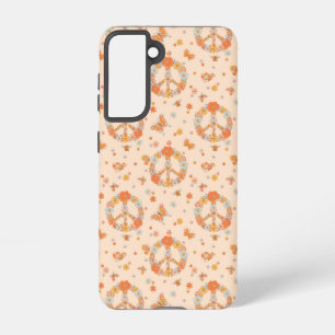 Orange Peace Floral Pattern Samsung Galaxy Case