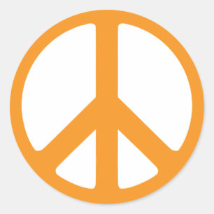 Orange Peace Sign Classic Round Sticker