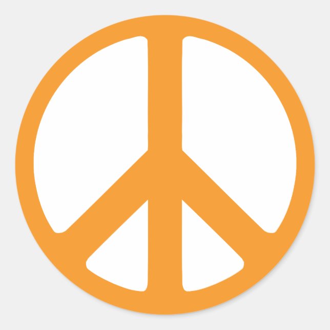 Orange Peace Sign Classic Round Sticker (Front)