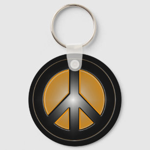orange peace sign key ring