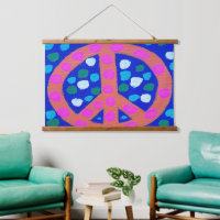 Orange Peace Sign on Blue