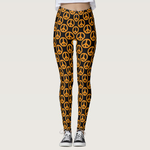 Orange Peace Signs Leggings