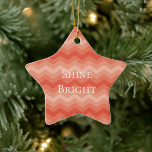Orange Peach Chevron Ceramic Tree Decoration