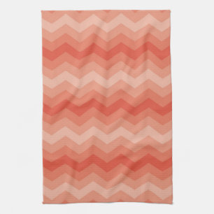 Orange Peach Chevron Tea Towel