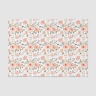 Orange Peach Floral Tissue Paper