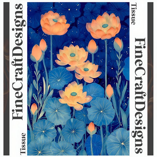 Orange Peach Flowers & Teal Decoupage Right 154 Tissue Paper (Creator Uploaded)
