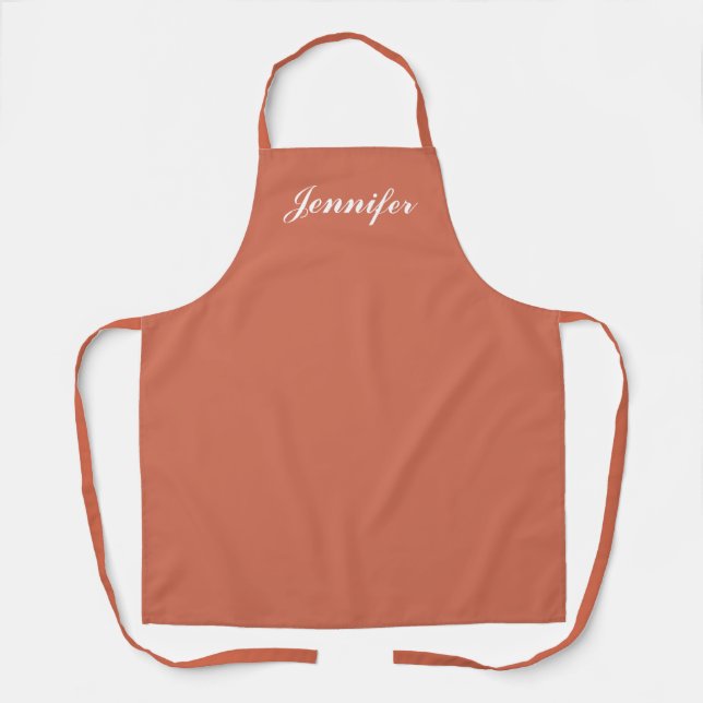 Orange Peach Girly Script Monogram Personalised Apron (Front)