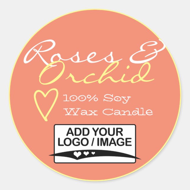Orange Peach Simple Candle Labels with Logo Pastel (Front)