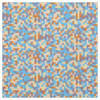 Orange, Peach, Yellow, Blue, Purple Puzzle Pattern Fabric