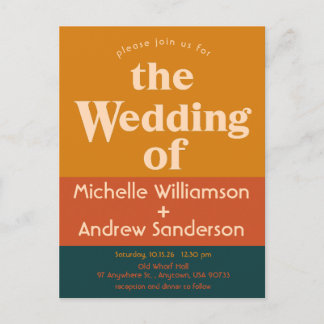 Orange Peacock Modern Retro Invitation Postcard