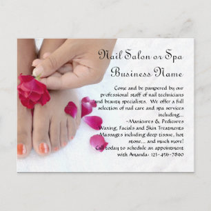 Orange Pedicure, Pink Rose, Nail Salon Postcards