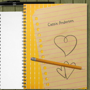 Orange Pencil and Doodles Notebook