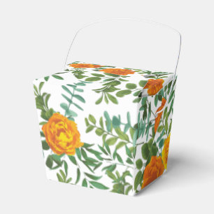 Orange Peony & Rose Floral Wedding Favour Box