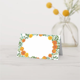 Orange Peony & Rose Floral Wedding Place Card