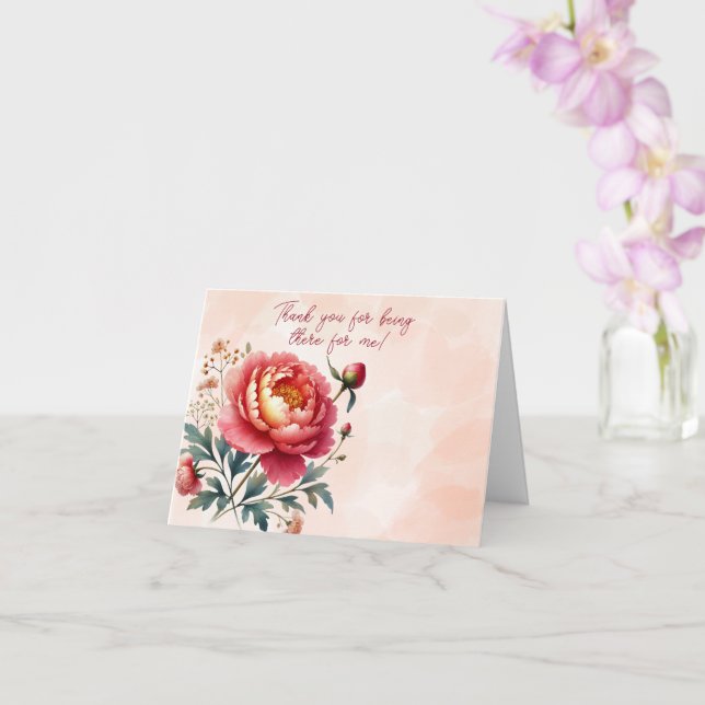Orange Peony Thank You For Being There Card (Orchid)