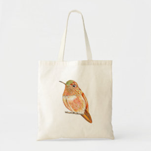 Orange Perched Hummingbird Illustration Tote Bag