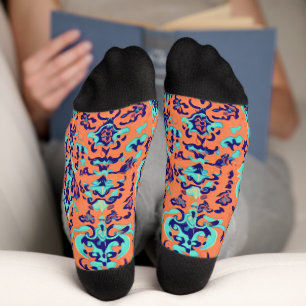 Orange Persian Pattern Socks