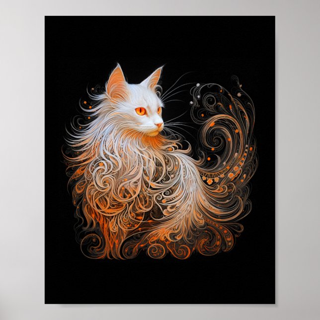 Orange Persians Cat Long Hair Cute Kitten Lover Me Poster (Front)