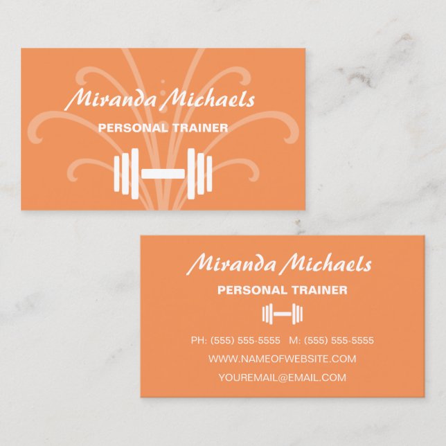 Orange Personal Trainer Business Card (Front/Back)