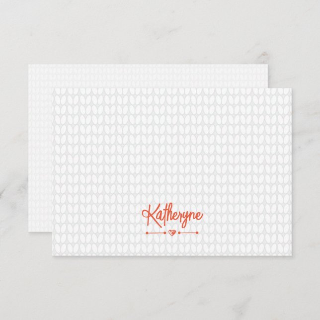 Orange Personalised Knit Stitch Note Card (Front/Back)