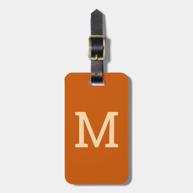 Orange Personalised Monogram Initial Luggage Tag (Front Vertical)