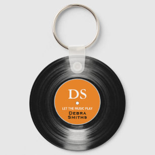Orange Personalised Music Vinyl Record Keychain