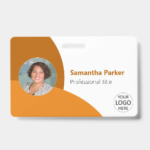 Orange Personalised Photo, Logo, Barcode Employee ID Badge
