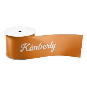 Orange Personalized Script Name School Satin Ribbon