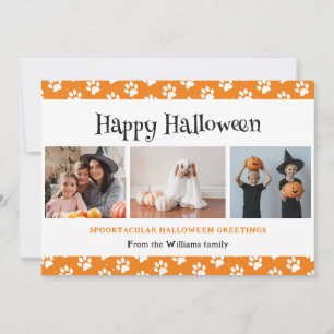 Orange Pet Paws Photo Happy Halloween Holiday Card