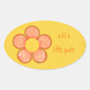 Orange Petals Flower Oval Sticker