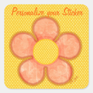 Orange Petals Flower Square Sticker