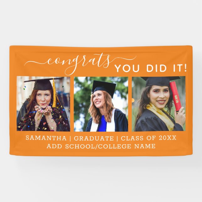 Orange Photo Congrats Graduate 2022 Graduation     Banner (Horizontal)