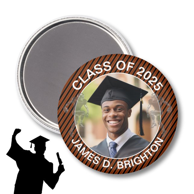 Orange Photo Football Graduation  Magnet (Creator Uploaded)
