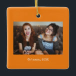 Orange Photo Keepsake Christmas Ceramic Ornament<br><div class="desc">Simple boho orange Bold Funny Minimalist Photo Keepsake Christmas Ceramic Ornament,  a beautiful personalised gift for friends,  family,  couple,  girlfriend,  boyfriend,  coworker,  boss and more.</div>