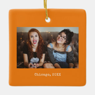 Orange Photo Keepsake Christmas Ceramic Ornament