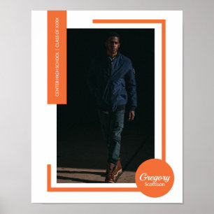 Orange Photo Modern Graduation Poster