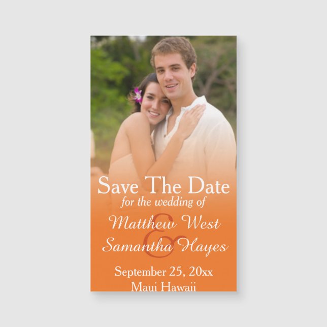 Orange Photo Wedding Save The Date (Front)