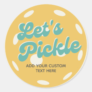 Orange Pickleball Let's Pickle Personalised Text Classic Round Sticker