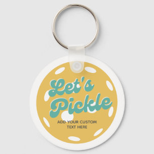 Orange Pickleball Let's Pickle Personalised Text Key Ring