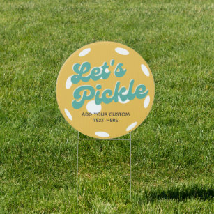 Orange Pickleball Let's Pickle Personalized Text Garden Sign