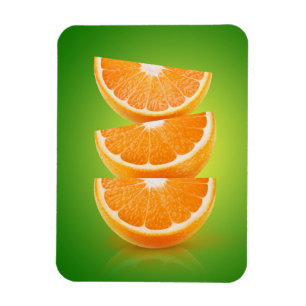 Orange pieces on green magnet