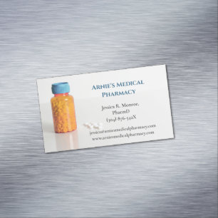 Orange Pill Bottle Pharmacist Pharmacy  Magnetic Business Card