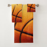 Orange Pimply Basketball, Bath Towels Set