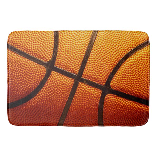 Orange Pimply Basketball, Memory Foam Bath Mat (Front)