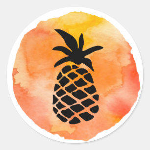 Orange Pineapple Design Classic Round Sticker