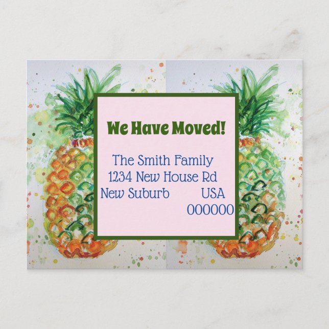 Orange Pineapple New Address Moving Postcard (Front)