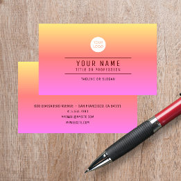 Orange Pink Abstract Add Name & Profession Logo Calling Card