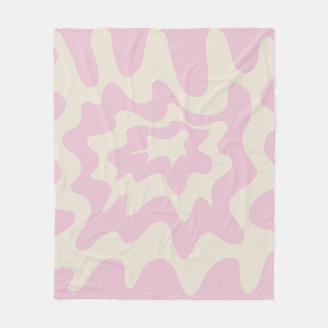Orange Pink Abstract Groovy Stripe Minimalist  Fle Fleece Blanket (Front)