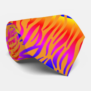 Orange Pink Abstract Zebra Stripes Patterns Gift Tie